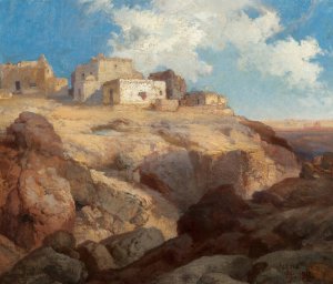 Main Product Photo of A Bit of Acoma, New Mexico Painting by Thomas Moran