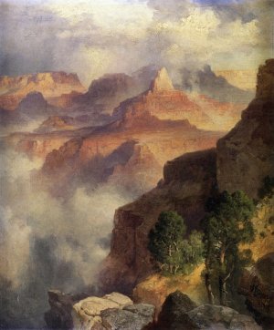 Main Product Photo of A Bit of the Grand Canyon-Grand Canyon of the Colorado River Painting by Thomas Moran