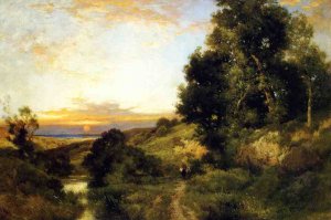 A Late Afternoon in Summer by Thomas Moran Oil Painting Reproduction