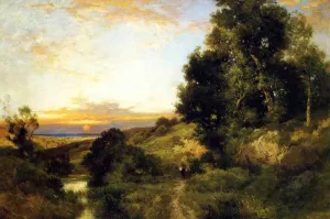 A Late Afternoon in Summer by Thomas Moran - Hand-Painted Oil Painting Reproduction