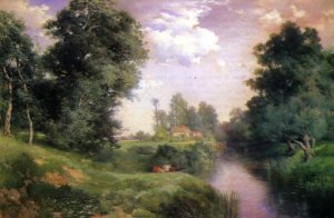 Main Product Photo of A Long Island River Painting by Thomas Moran