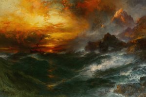 Main Product Photo of A Mountain of Loadstone-Arabian Nights Painting by Thomas Moran