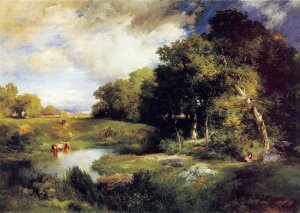 Main Product Photo of A Pastoral Landscape Painting by Thomas Moran