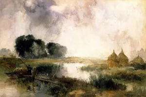 A Showery Day, Long Island by Thomas Moran - Hand-Painted Oil Painting Reproduction