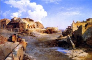 Main Product Photo of An Indian Pueblo, Laguna, New Mexico Painting by Thomas Moran