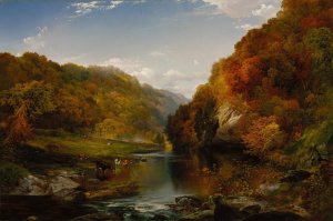 Main Product Photo of Autumn Afternoon, the Wissahickon Painting by Thomas Moran