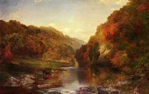 Main Product Photo of Autumn on the Wissahickon Painting by Thomas Moran