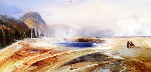 Main Product Photo of Big Springs in Yellowstone Park Painting by Thomas Moran