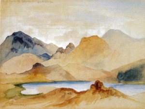 Main Product Photo of Cinnabar Mountain, Yellowstone River Painting by Thomas Moran