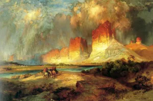 Cliffs of the Upper Colorado River, Wyoming Territory by Thomas Moran - Hand-Painted Oil Painting Reproduction