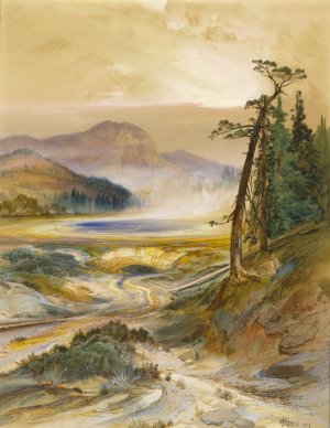 Main Product Photo of Excelsior Geyser, Yellowstone Park Painting by Thomas Moran