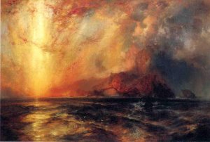Main Product Photo of Fiercely the Red Sun Descending, Burned His Way across the Heavens Painting by Thomas Moran