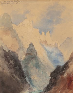 Main Product Photo of From the Top of Great Fall, Yellowstone Painting by Thomas Moran