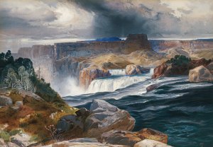 Main Product Photo of Great Falls of Snake River, Idaho Territory Painting by Thomas Moran