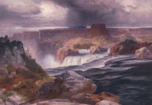 Main Product Photo of Great Falls of Snake River, Idaho Territory Painting by Thomas Moran