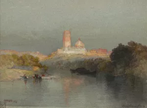 Hacienda on the Lerma River, San Juan, Mexico by Thomas Moran - Hand-Painted Oil Painting Reproduction