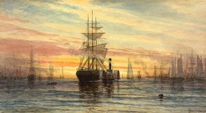 Main Product Photo of Harbor Scene Painting by Thomas Moran