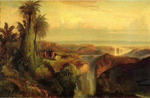 Main Product Photo of Indians on a Cliff Painting by Thomas Moran