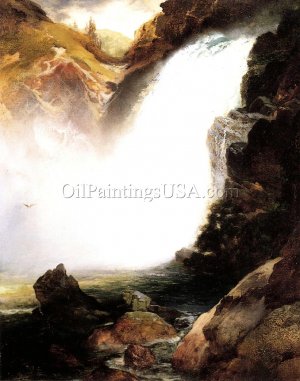 Landscape with Waterfall by Oil Painting Reproduction