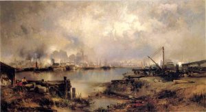 Lower Manhattan from Communipaw, New Jersey by Oil Painting Reproduction