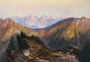 Lower Yellowstone Range by Thomas Moran - Hand-Painted Oil Painting Reproduction