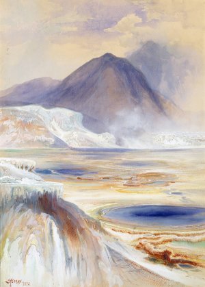 Main Product Photo of Mammoth Hot Springs, Yellowstone Painting by Thomas Moran