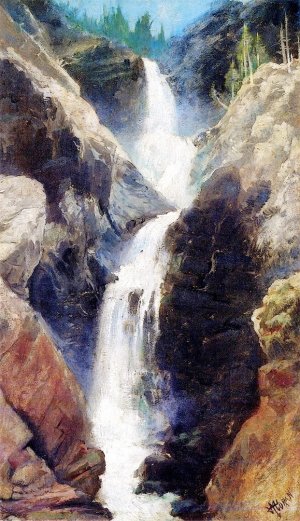 Main Product Photo of Mary's Veil, A Waterfall in Utah Painting by Thomas Moran
