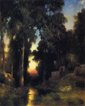 Mission in Old Mexico by Thomas Moran - Hand-Painted Oil Painting Reproduction