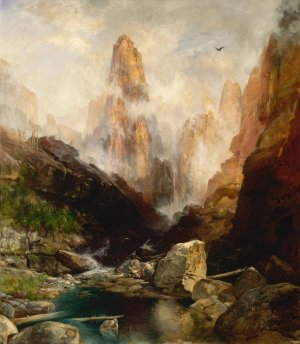 Main Product Photo of Mist in Kanab Canyon, Utah Painting by Thomas Moran