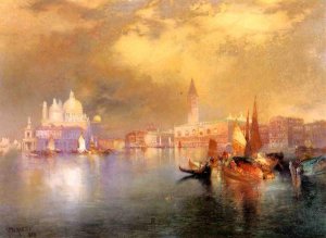 Main Product Photo of Moonlight in Venice Painting by Thomas Moran