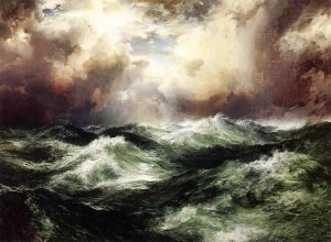 Main Product Photo of Moonlit Seascape III Painting by Thomas Moran