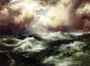 Moonlit Seascape III by Thomas Moran - Hand-Painted Oil Painting Reproduction