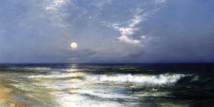 Main Product Photo of Moonlit Seascape Painting by Thomas Moran
