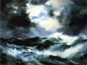 Moonlit Shipwreck at Sea by Thomas Moran - Hand-Painted Oil Painting Reproduction