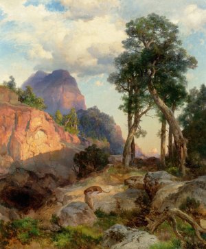 Main Product Photo of Mountain Lion in Grand Canyon Painting by Thomas Moran