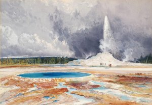 Main Product Photo of Old Castle Geyser Painting by Thomas Moran