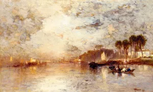 On the St. John's River, Florida by Thomas Moran - Hand-Painted Oil Painting Reproduction