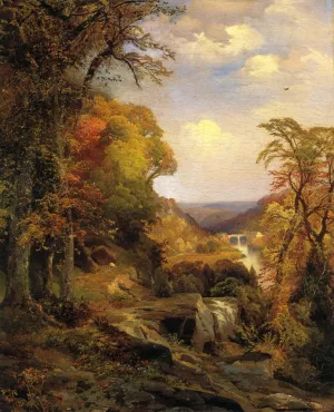 On the Wissahickon Near Chestnut Hill by Thomas Moran - Hand-Painted Oil Painting Reproduction