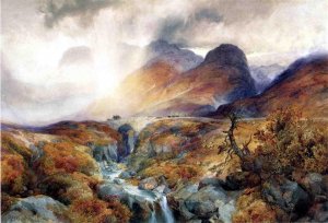 Main Product Photo of Pass at Glencoe, Scotland Painting by Thomas Moran