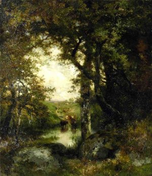 Pool in the Forest, Long Island by Thomas Moran Oil Painting Reproduction
