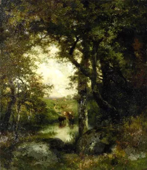 Pool in the Forest, Long Island by Thomas Moran Oil Painting Reproduction