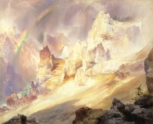 Main Product Photo of Rainbow Over The Grand Canyon Of The Yellowstone Painting by Thomas Moran