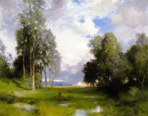 Main Product Photo of Santa Barbara Mission Painting by Thomas Moran