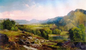 Main Product Photo of Shepherdess Watching Her Flock Painting by Thomas Moran