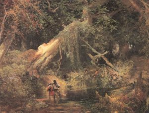 Main Product Photo of Slaves Escaping Through the Swamp Painting by Thomas Moran