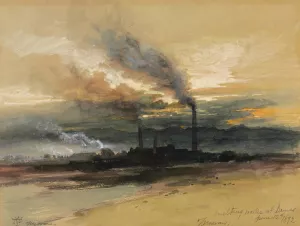 Smelting Works at Denver by Thomas Moran - Hand-Painted Oil Painting Reproduction