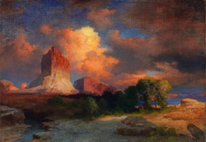 Main Product Photo of Sunset Cloud, Green River, Wyoming Painting by Thomas Moran