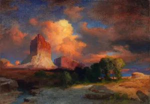 Sunset Cloud, Green River, Wyoming by Thomas Moran - Hand-Painted Oil Painting Reproduction