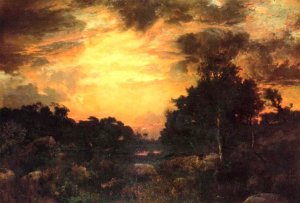 Main Product Photo of Sunset on Long Island Painting by Thomas Moran