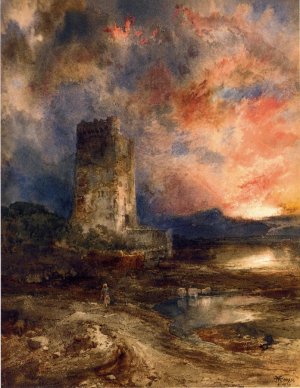 Main Product Photo of Sunset on the Moor Painting by Thomas Moran